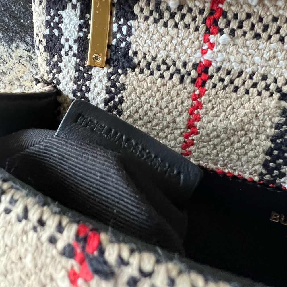 Burberry Beige Black Red Check Woven Crossbody Bag with Gold Chain - Picture 5 of 8